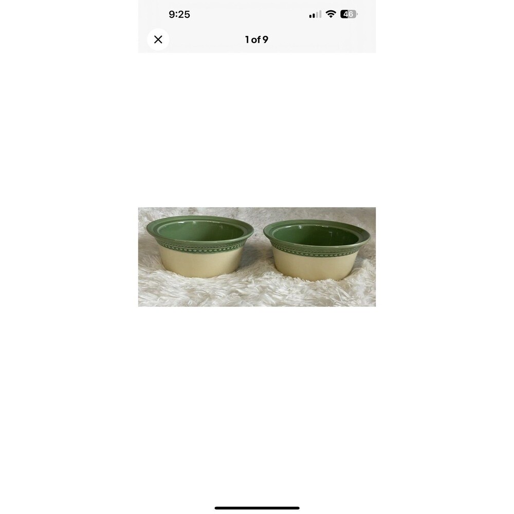 Paula Deen Southern Gathering Braid Green Round 1 Quart Open Bowl #CO23 Set Of 2